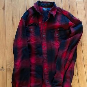 Mens Flannel. Red and Black. Polo by Ralph Lauren. Worn but in good condition.